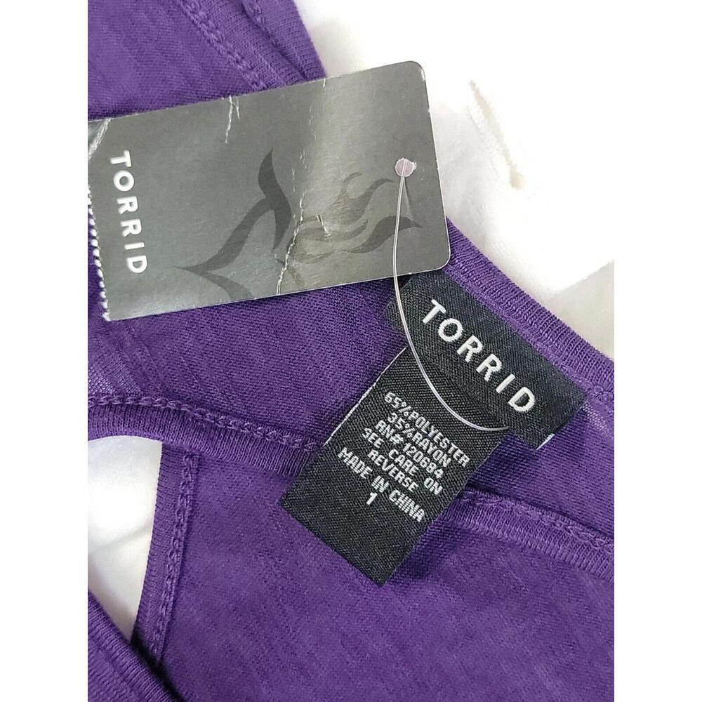 Torrid Size 1 Purple Crossed Back Beaded Sequined Tee top NWT #F - Picture 9 of 10